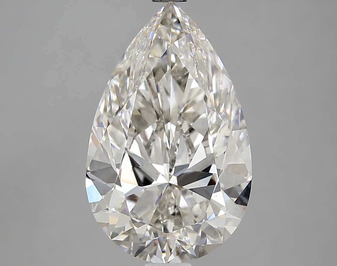 Actual 4.34 carat H Pear lab-grown diamond